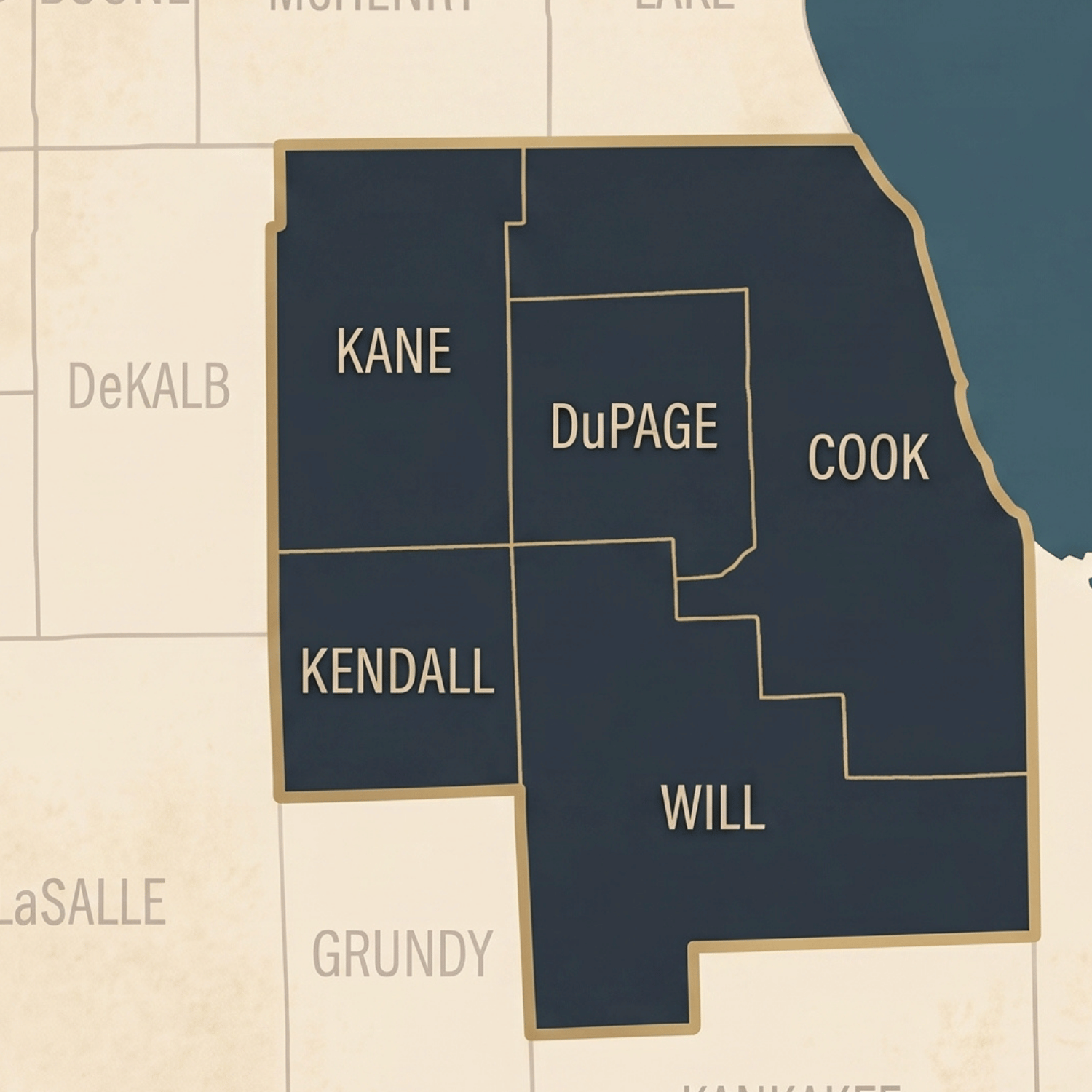 Service area counties map
